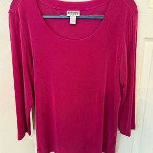 CHICO’S WOMENS SLINKY DARK PINK TOP SIZE 2X